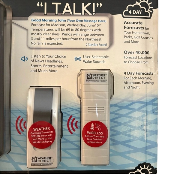NIB LaCrosse Technology Weather Direct Wireless Talking Forecaster WA-1340UP - Picture 6 of 7